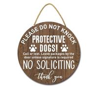 Geroclonup No Soliciting Porch Sign Dog Warning Sign Please Do Not Knock Protective Dogs Sign Beware of Dog Sign for Home Front Door Decor Dog Warning Sign for Gate Fence Yard Home Decoration 28cm