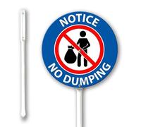 Geroclonup Notice No Dumping Yard Sign with Stake 23cm Sturdy Aluminum Sign Rust Free Metal Lawn Sign Round Yard Plaque Sign for Front Door Porch Road Outdoor