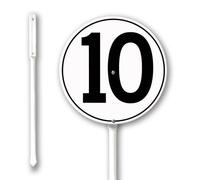 Geroclonup Number Signs Number 10 Sign with Stake 23cm Rustproof Aluminium Yard Decorations Round Metal Fade Resistant Lawn Signs Numbered Sign for Outdoor Decor