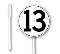 Geroclonup Number Signs Number 13 Sign with Stake 23cm Rustproof Aluminium Yard Decorations Round Metal Fade Resistant Lawn Signs Numbered Sign for Outdoor Decor