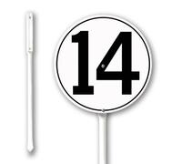 Geroclonup Number Signs Number 14 Sign with Stake 23cm Rustproof Aluminium Yard Decorations Round Metal Fade Resistant Lawn Signs Numbered Sign for Outdoor Decor
