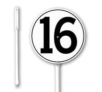 Geroclonup Number Signs Number 16 Sign with Stake 23cm Rustproof Aluminium Yard Decorations Round Metal Fade Resistant Lawn Signs Numbered Sign for Outdoor Decor