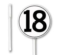 Geroclonup Number Signs Number 18 Sign with Stake 23cm Rustproof Aluminium Yard Decorations Round Metal Fade Resistant Lawn Signs Numbered Sign for Outdoor Decor