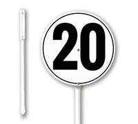 Geroclonup Number Signs Number 20 Sign with Stake 23cm Rustproof Aluminium Yard Decorations Round Metal Fade Resistant Lawn Signs Numbered Sign for Outdoor Decor