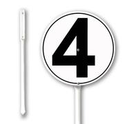 Geroclonup Number Signs Number 4 Sign with Stake 23cm Rustproof Aluminium Yard Decorations Round Metal Fade Resistant Lawn Signs Numbered Sign for Outdoor Decor