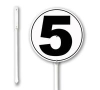 Geroclonup Number Signs Number 5 Sign with Stake 23cm Rustproof Aluminium Yard Decorations Round Metal Fade Resistant Lawn Signs Numbered Sign for Outdoor Decor
