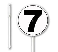 Geroclonup Number Signs Number 7 Sign with Stake 23cm Rustproof Aluminium Yard Decorations Round Metal Fade Resistant Lawn Signs Numbered Sign for Outdoor Decor
