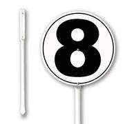 Geroclonup Number Signs Number 8 Sign with Stake 23cm Rustproof Aluminium Yard Decorations Round Metal Fade Resistant Lawn Signs Numbered Sign for Outdoor Decor
