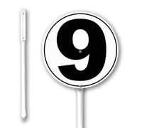 Geroclonup Number Signs Number 9 Sign with Stake 23cm Rustproof Aluminium Yard Decorations Round Metal Fade Resistant Lawn Signs Numbered Sign for Outdoor Decor