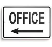 Geroclonup Office Sign with Left Arrow - 20x30cm The Office Sign - Main Office Sign for Business - Office Sign for Door Outside - My Office This Way Sign