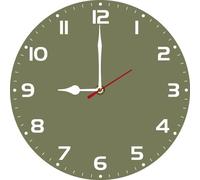 Geroclonup Olive Green Wall Clock 25cm Round Wooden Arabic Numerals Silent Non Ticking Battery Operated Modern Home Decor for Kitchen Office Bedroom Bathroom Living Room