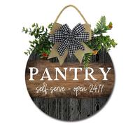 Geroclonup Pantry Sign Wall Art Home Farmhouse Pantry Room Decor 28cm Pantry Wood Sign with Quotes Pantry Open 24/7" - Rustic Wood Hanging Wall Plaque Pantry Decor