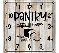 Geroclonup Pantry Wall Clock Silent Non Ticking Rustic Wooden Clocks Decorative Decor Pantry Wall Art for Home Office Kitchen 25cm
