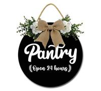 Geroclonup Pantry Wall Decor Rustic Pantry Room Decor Pantry Open 24/7 Sign Vintage Decorative Wood Hanging Wall Plaque for Home Kitchen 30cm