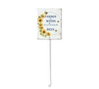 Geroclonup Pardon Our Weeds We Are Feeding the Bees Metal Lawn Sign Stand Yard Sign Dandelion Metal Stakes Outside for Front Yard Garden Grass Tin Signs for Home Decor Outdoor