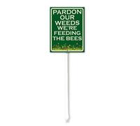 Geroclonup Pardon The Weeds We Are Feeding The Bees Yard Signs with Stake 20x30cm Rustproof Aluminum Lawn Decorations Bee Sign for Outdoor Road Street Garden Decor