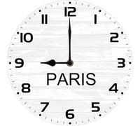 Geroclonup Paris TlME Wall Clock World time Zone Clock Office Business 25x25 CM Silent Wood Clocks for Living Room, Home, Bathroom, Kitchen Battery Operated Non Ticking Easy to Read