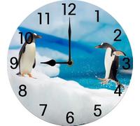 Geroclonup Penguin Wall Clocks Battery Operated Silent Non-Ticking,Round Clock Decorative for Home Kitchen Living Room Office Bathroom Bedroom(10 Inch)