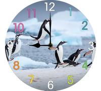 Geroclonup Penguin Wall Clocks Battery Operated Silent Non-Ticking,Round Clock Decorative for Home Kitchen Living Room Office Bathroom Bedroom(10 Inch)