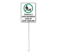 Geroclonup Please Be a Good Neighbour Clean up After Your Dog Yard Sign with Metal Stake Aluminum No Poop Yard Signs for House Lawn, Protect Your Grass & Property 8x12 inches