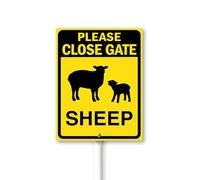Geroclonup Please Close Gate Sheep Sign with Metal Stake 8 x 12 Inches Yard Sign Aluminum Garden Signs Outdoor for Lawn Yard Garden Decor, Easy to Install