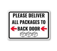 Geroclonup Please Deliver All Packages to Back Door Sign 30x40cm Rust Free Metal Aluminum Signs for Indoor Outdoor Street Pre-Drilled Holes Weather Resistant