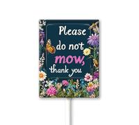 Geroclonup Please Do Not Mow Sign For Yard With Stake, Wildflowers Yard Sign, Lawnmower Sign, Lawn Sign, Sturdy Aluminum Sign Waterproof,Fade Resistant,Easy Install Outdoor Use 4.6X6Inch