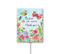 Geroclonup Please Do Not Mow Sign For Yard With Stake, Wildflowers Yard Sign, Lawnmower Sign, Lawn Sign, Sturdy Aluminum Sign Waterproof,Fade Resistant,Easy Install Outdoor Use 4.6X6Inch