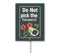 Geroclonup Please Do Not Pick The Flowers Sign with Stake Metal Yard Sign Garden Signs Outdoor for Lawn Yard Garden Decor, Easy to Install 7In x 8.8In