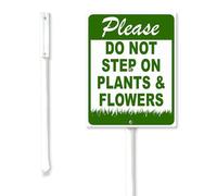 Geroclonup Please Do Not Step On Plants and Flowers Yard Sign with Stake Keep Off Grass Sign 17.5x22cm Sturdy Aluminum Fade Resistant Lawn Decoration for Front Door Outdoor Use