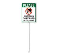 Geroclonup Please Do Not Throw Cigarette Butts On The Ground Sign with Stake Outdoor Yard Sign Rustproof Aluminum Metal Sign Fade Resistant Lawn Decoration for Outdoor 20x30cm
