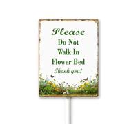 Geroclonup Please Do Not Walk in Flower Bed Yard Sign with Stake Flower Sign Flower Metal Decor 8x12inch Rustproof Aluminum Sign for Yard Garden Lawn Street Outdoor