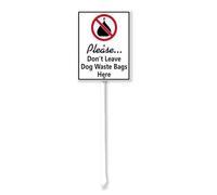 Geroclonup Please Don't Leave Dog Waste Bags Here Yard Sign with Stake 11.5X15cm No Dog Poop Sign Sturdy Aluminum Sign for Yard Garden Lawn Outdoor