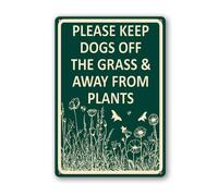 Geroclonup Please Keep Dogs Off The Grass and Away From Plants Sign 14x20cm Metal Aluminum Signs for Outside Dog Sign for Home Garden Indoor Outdoor Weatherproof Plaque