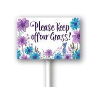 Geroclonup Please Keep Off Our Grass! Thank You! Sign, 12" x8" Stay Off Grass Aluminum Signs with Metal Stakes,UV Protected,Weatherproof,Fade Resistant,Easy to Mount