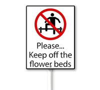 Geroclonup Please Keep Off The Flowerbed Yard Sign with Stakes 7in×8.8in, Sturdy Aluminum Yard Signs Rust Free, Notice and Reminder to the Public Perfect for Habitat Enhancement Areas and Parks