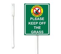 Geroclonup Please Keep Off The Grass Yard Sign with Stakes 11.5x15cm Sturdy Aluminum Signs Rust Free Garden Decorations Rustproof Lawn Sign for Outdoor No Dog Peeing and Pooping Signs for Yard