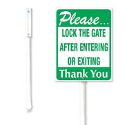 Geroclonup Please Lock The Gate After Entering Or Exiting Yard Sign with Metal Stake 20x30cm Sturdy Rust Free Fade Resistant Aluminum Garden Decorations for Home Lawn Outdoor Use