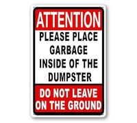 Geroclonup Please Place Garbage Inside of Dumpster Do Not Leave On Ground Sign Trash Disposal Rules Sign 30x40cm Aluminum Sign Rust Free Aluminum Wall Decor for Indoor Outdoor