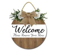 Geroclonup Please Remove Your Shoes Sign for Front Door Welcome Door Sign Wreaths No Shoes Sign for House Funny Wooden Hanging Sign for Wall Home Living Room Bedroom Decor 30cm