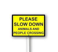 Geroclonup Please Slow Down Animals And People Crossing Sign With Stake For Neighborhoods Yard Farm Aluminium Caution 8x12inch Farm Decorations Yard Lawn Walkway Decorations Animal Signs