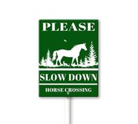 Geroclonup Please Slow Down Horse Crossing Sign With Metal Stake For Neighborhoods Yard Farm Aluminium Caution 8x12inch Grass Decorations Lawn Walkway Decorations Animal Signs
