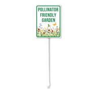 Geroclonup Pollinator Friendly Garden Yard Sign Sign with Stake Outdoor Sign 17.5x22cm Yard Sign Rustproof Outdoor Aluminum Sign for Garden Lawn Street Outdoor