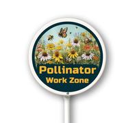 Geroclonup Pollinator Work Zone Yard Sign with Stakes Do Not Mow Do Not Spray Aluminum Lawn Sign Stand for Yard Garden Pollinator Wildflower Bee Habitat Signs Outdoor Decorations