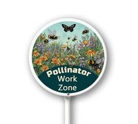 Geroclonup Pollinator Work Zone Yard Sign with Stakes Do Not Mow Do Not Spray Aluminum Lawn Sign Stand for Yard Garden Pollinator Wildflower Bee Habitat Signs Outdoor Decorations