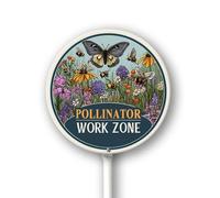 Geroclonup Pollinator Work Zone Yard Sign with Stakes Do Not Mow Do Not Spray Aluminum Lawn Sign Stand for Yard Garden Pollinator Wildflower Bee Habitat Signs Outdoor Decorations