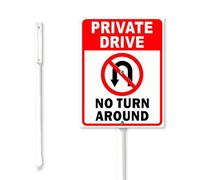 Geroclonup Private Drive No Turn Around Yard Sign with Stake 20x30cm Sturdy Aluminum Sign Rust Free Metal Lawn Sign Yard Plaque Sign for Yard Road Outdoor