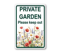 Geroclonup Private Garden Please Keep Out Sign 14x20cm Metal Aluminum Warning Signs for Outside Garden Sign for Home Indoor Outdoor Weatherproof Plaque