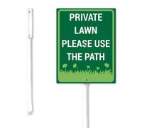Geroclonup Private Lawn Please Use The Path Yard Sign with Stakes 17.5x22cm Sturdy Aluminum Outdoor Decor Signs Keep Off Grass Sign for Lawn Yard Garden Easy to Install