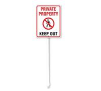 Geroclonup Private Property Keep Out Sign with Stake -20x30cm Rustproof Aluminum Sign for Lawn Garden, Easy to Install, Outdoor Use - Yard Sign
